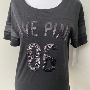 Victoria's Secret PINK Black Sequin Tee